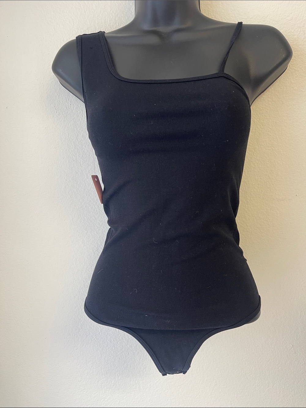 Black Women's Asymmetrical Strap Bodysuit